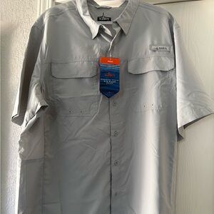 Habit Men's Short Sleeve Button Fishing Shirt - Light Gray XL